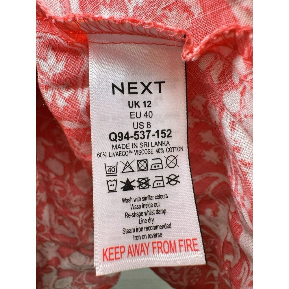 Red Floral Mini Dress Women US 8 Puff Sleeve Square Neck Summer - Picture 8 of 9